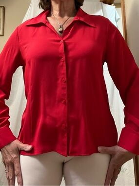 Elementz Red Long-Sleeve Button-Down Women's Shirt